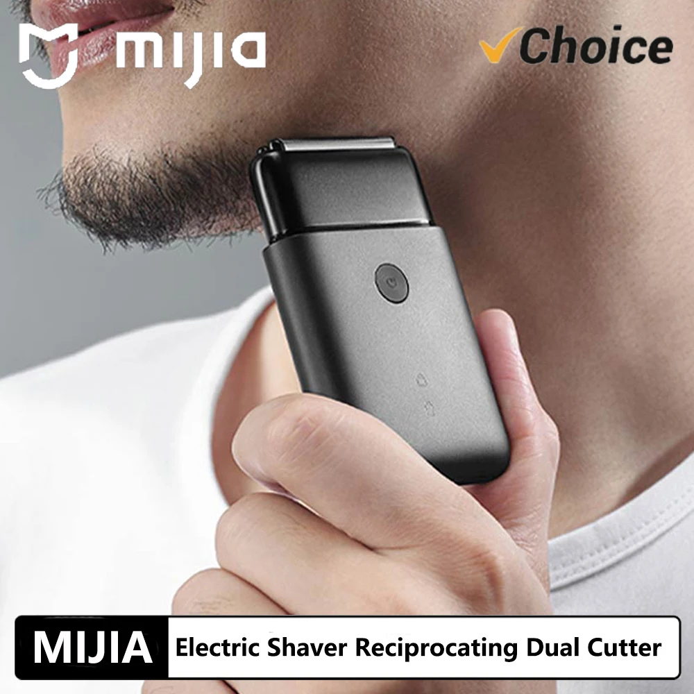 מכונת גילוח חשמלית חדשה של MIJIA, להב חיתוך כפול, עמידה במים, מיני ניידת, נטענת, עם מחזיק סכין מגנטי
