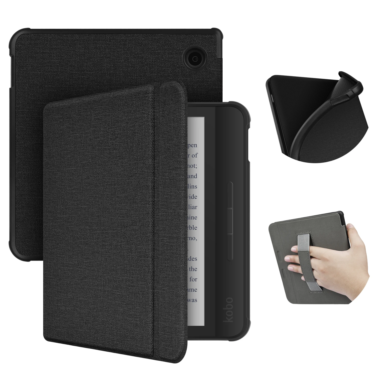 Kobo Libra Protective Case with Hand Strap and Sleep/Wake Feature - 7 Inch Ebook Cover
