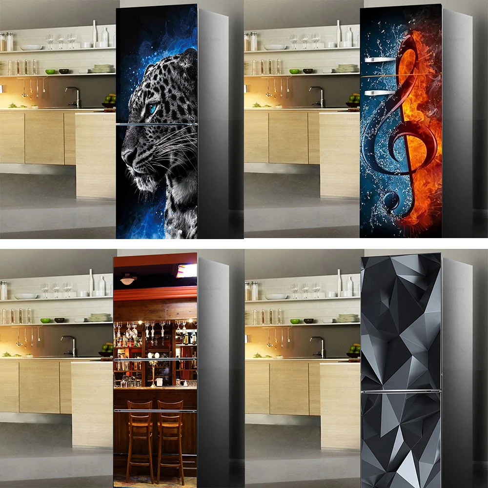 

Prestige Refrigerator Stickers Vinyl PVC Waterproof Self-adhesive Wallpaper Kitchen Refrigerator Landscaping Decorative Stickers