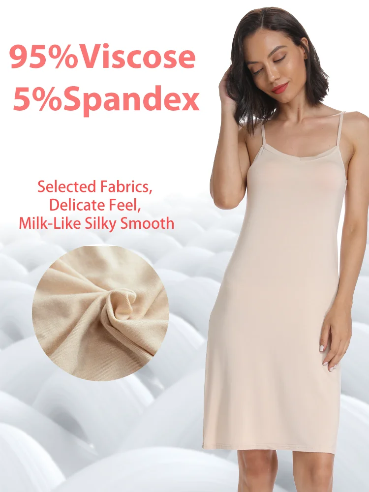 Description Picture 3 of itemSolid Sling Dress for Women Compression Sleeveless Slip Under Dress Backless Soft Pajamas Breathable Underwear Sexy Sleepwear