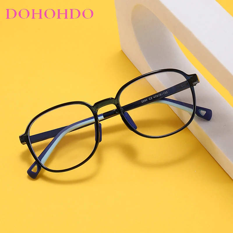Kids Anti Blue Light Glasses Silicone Nose Pads Round TR90 for Ipad Tablet Handphone Gaming Computer Eye Care UV400