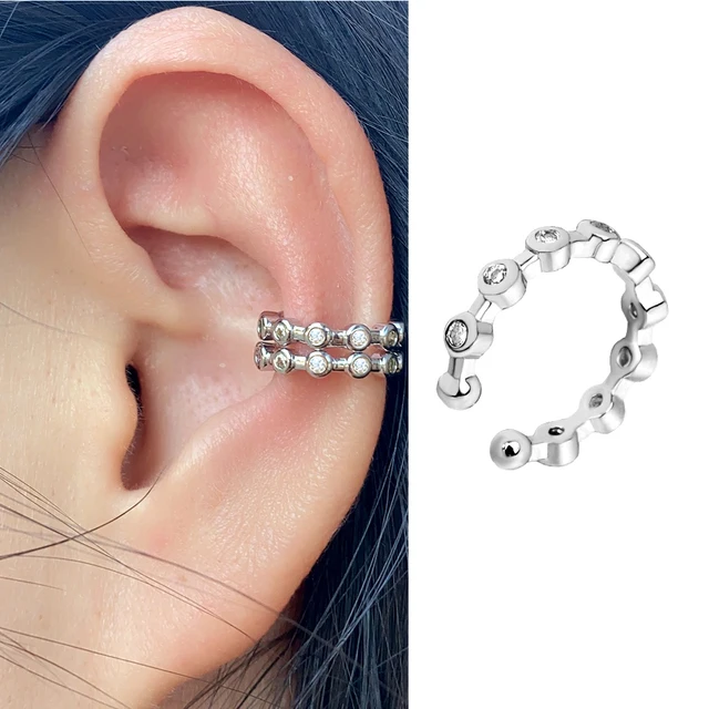 Boucles d'oreilles à Clip pour femmes et filles, 1 pièce, géométrie creuse arc-en-ciel, CZ, manchette, grimpeur, Cartilage, os, faux boucle d'oreille, Non Piercing