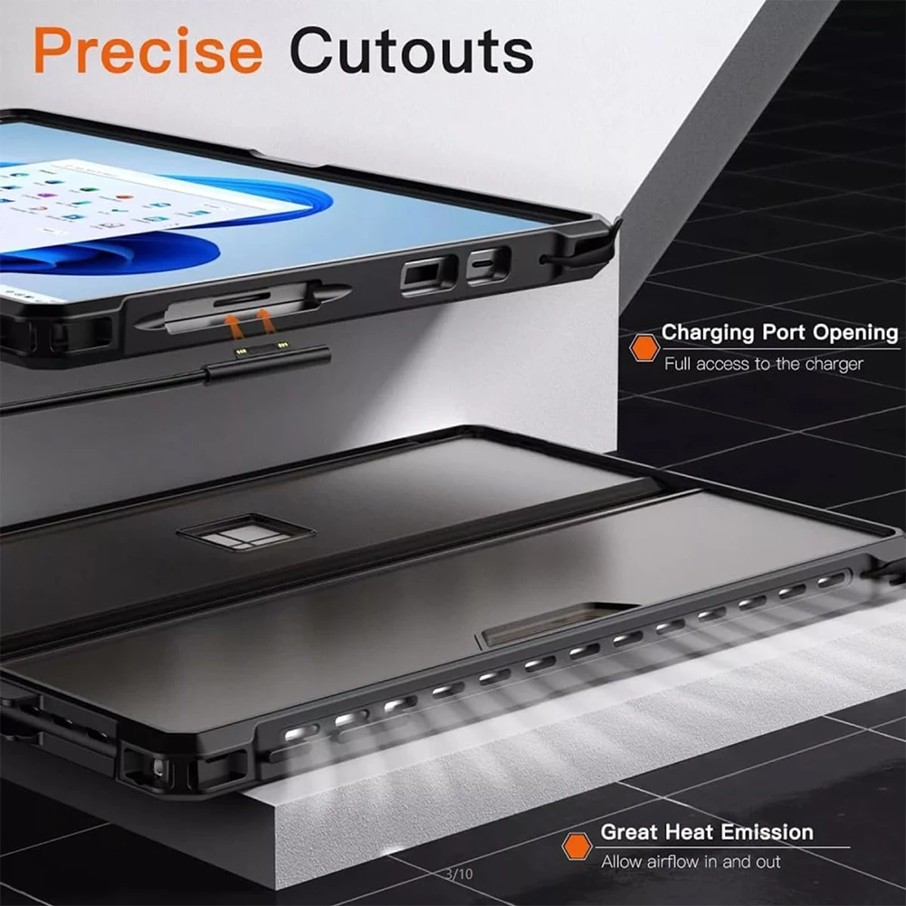 For Microsoft Surface Pro 7 Plus Pro 7/6/5/4 Tablets Cover Protective Rugged Shell Case With Kickstand And Heat Emission Holes