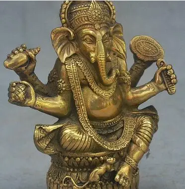 

16CM 6.3“ Old Tibet Buddhism Bronze Ganapati Ganesh Lord Ganesha Elephant Buddha Statue