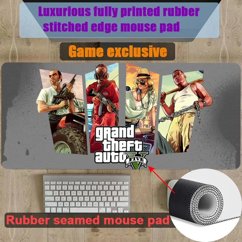

G-Grand Theft Auto-O Mouse Pad Gamer Gaming Rubber Seamed Mouse Pad Accessories Desk Keyboard Pad Computer Laptop