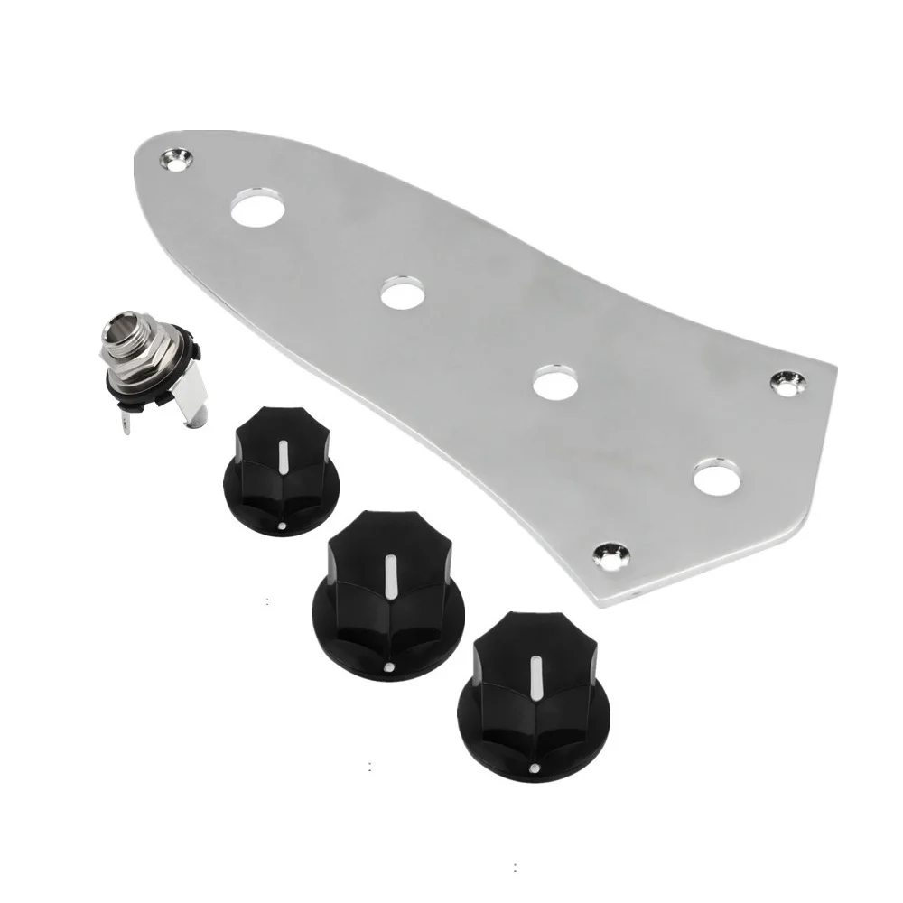 FLEORChromeJBControlPlateBassBassKnobs635mmJackforJBBass