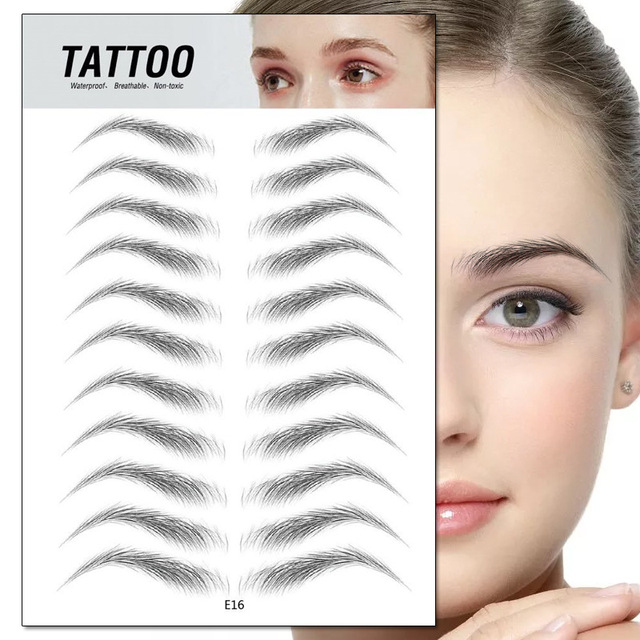 Hair-like Eyebrows Waterproof Water Transfer Stickers Makeup Eyebrow Tattoo Sticker Lasting False Eyebrow Patch Stickers