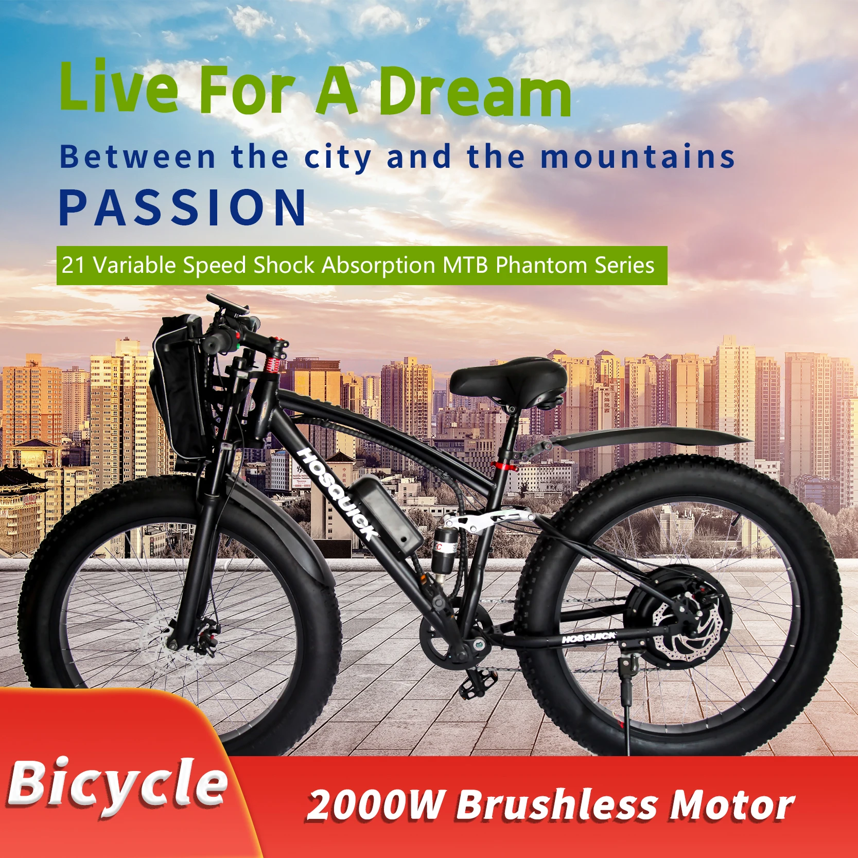 Ridstar Electric Bicycle 48V 2000W Motor LCD Turn Signal Oil Disc Brake