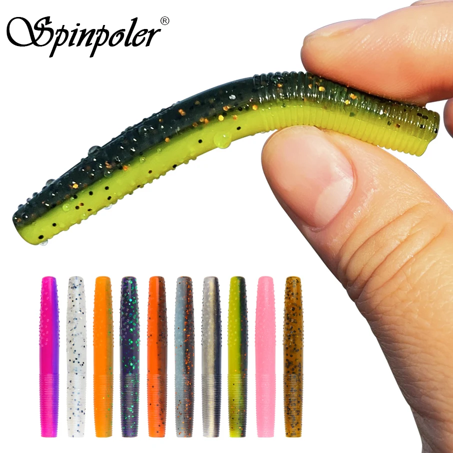 Spinpoler Fat Worm Senko Finesse Tpr Ned Worm Rig 2.75 Stickbait Soft Fishing  Lures Swim Bait 14pcs With Box Swimbait Bass Pike