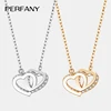 PERFANY All Moissanite Necklace for Women S925 Pure Silver Double Heart Design Laboratory Diamond Pendant Fashion Luxury Jewelry