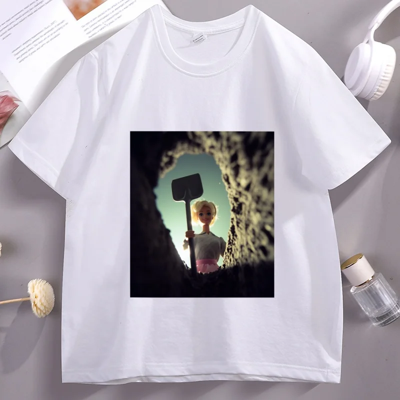 Lustiges Distressed Doll Face Meme T-Shirt aus Baumwolle, kurzärmelig, Rundhals-T-Shirt, lässig, weich, Rundhals-T-Shirts, Herrenbekleidung