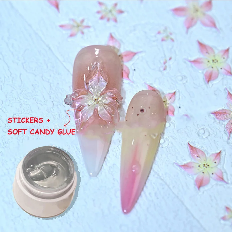 5D Sticker Lily Flower Nail Decals Jelly Nail Art Decorations Acrylic Adhesive Gel Sliders Summer Stickers Manicure Accessories nail stickers nail art decoration nail decals flower stickers