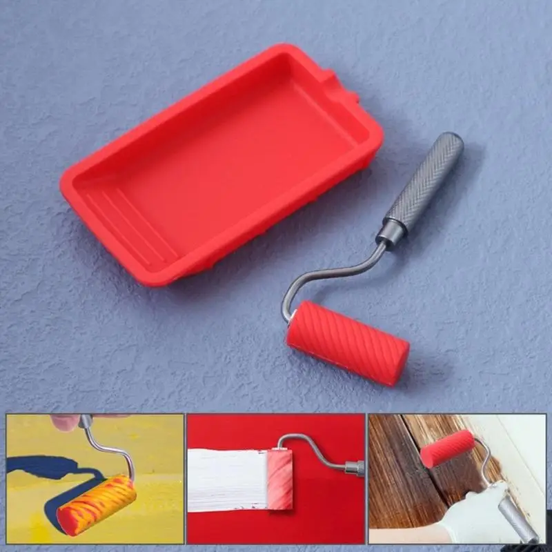 1XCC Upgrades Silicone Paint Roller with Brush Set with Tray Wall Painting Tool Completes Home Painting for House Improvement