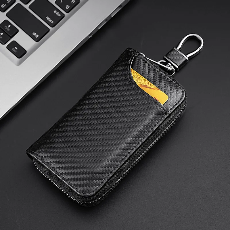 Unisex Key Bag Multifunction Organizer Wallet Holder Smart Housekeeper Car Small Case Keys Pouch Carbon Fiber Fabric Keychain key case key holder key organizer key purse