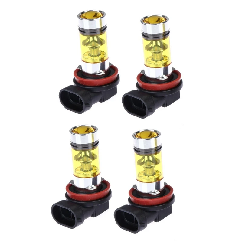 

4 X светодиодные лампы высокой мощности 100W H8 H11, желтая противотуманная лампа 2828 20 светодиодных фар