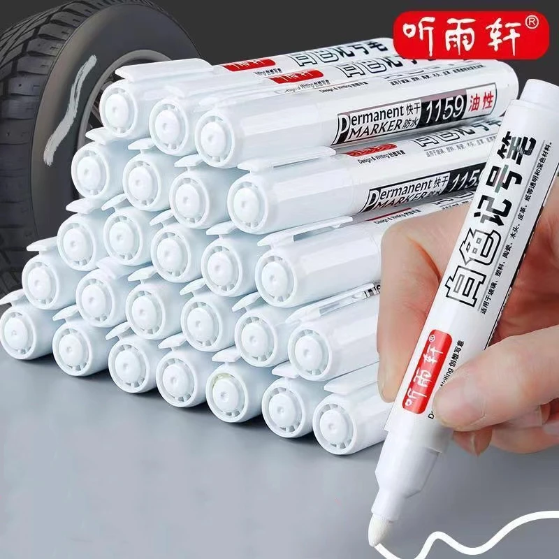 3/5/7Pcs/Set Metal White Marker Pen Oily Waterproof Plastic Gel Pen Writing Drawing Graffiti Stationery Notebook White Marker Pens Markers Pen Marker Pens