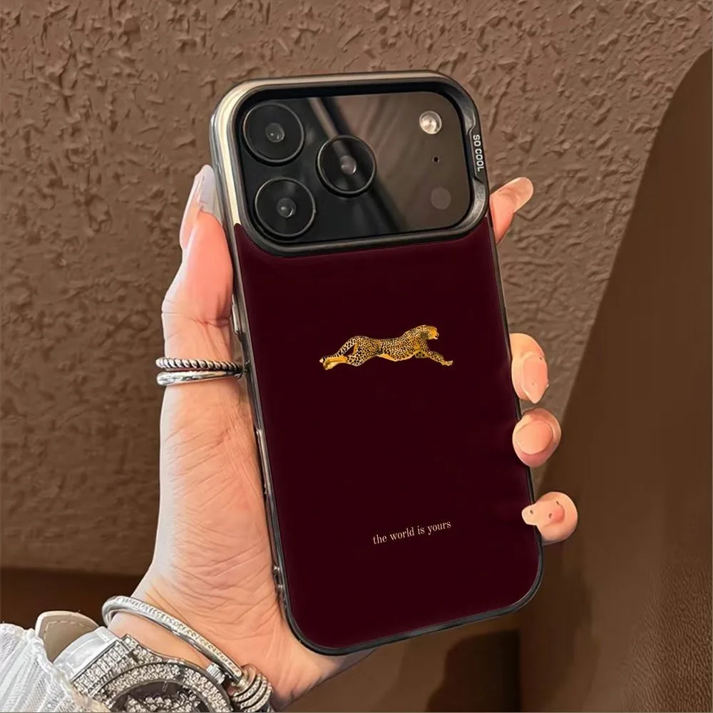 Chic Leopard Print Wine Red Patterned Phone Case