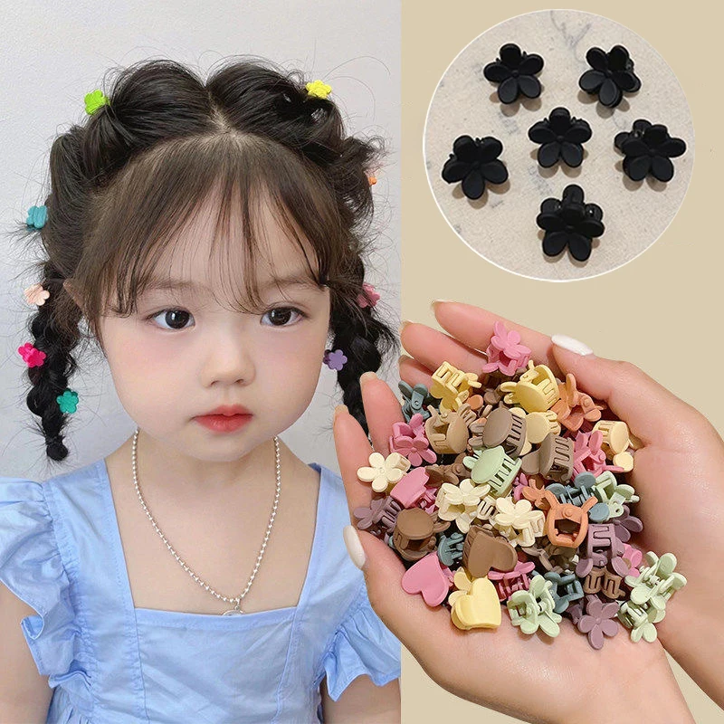 100/50/20 Sets of Mini Hair Clips, Cute Plastic Flower-shaped Hair Accessories, Pure Color Braids, Suitable for Teenagers, Girl