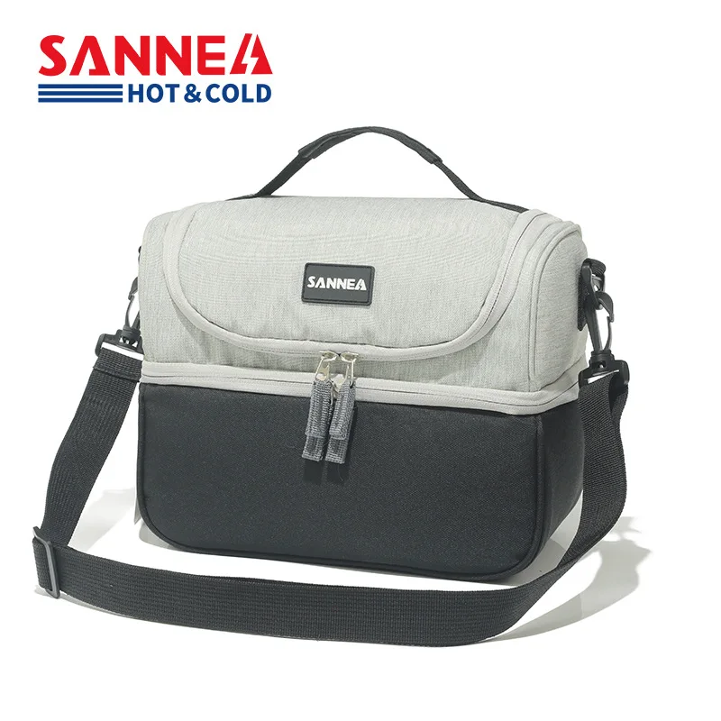 SANNE 7L Double Layer Lunch Bag Waterproof Oxford Cloth Insulation Reusable Cooler Bag Keep Warm And Fresh Portable Ice Pack