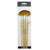 5pcs Artist Fan Paint Brushes Set- Soft Anti-Shedding Nylon Hair Wood Handle Paint Brush Set for Acrylic Watercolor Oil 6