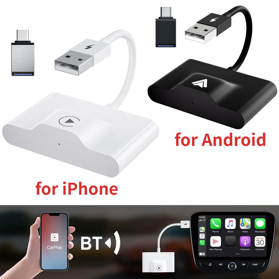 Adaptador de CarPlay inalámbrico para lPhone, Dongle inalámbrico para Apple  Carplay, Plug Play para iPhone 6 y superior - AliExpress