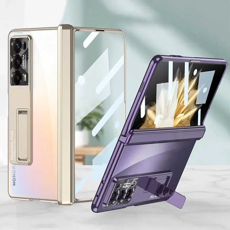 Luxury Plating Transparent Case for Honor Magic V2 Magnetic Hinge Outer Screen G