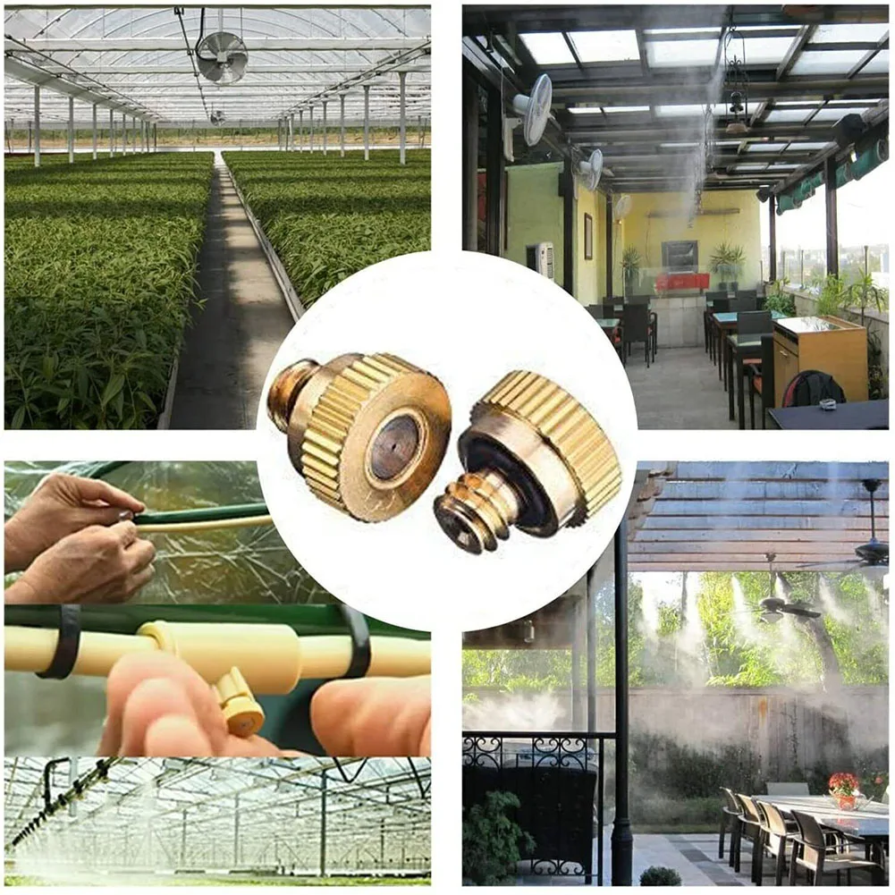 

10pcs Brass Misting Nozzles For Garden Sprinkler Mister Outdoor Cooling System 10mmx5mm Watering Irrigation Tool Accessories