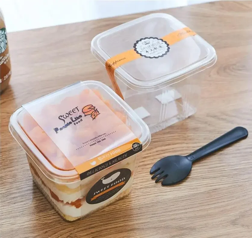 50 Sets Clear PET Cupcake Boxes 400ml / 300ml Disposable Dessert Containers Square Plas... - SKU CPCB1546 - UGI Packaging