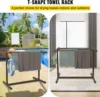 Pool Towel Rack, 5 Bar, Brown, Freestanding Outdoor PVC T-Shape Poolside Storage Organizer, Include 8 Towel Clips 2