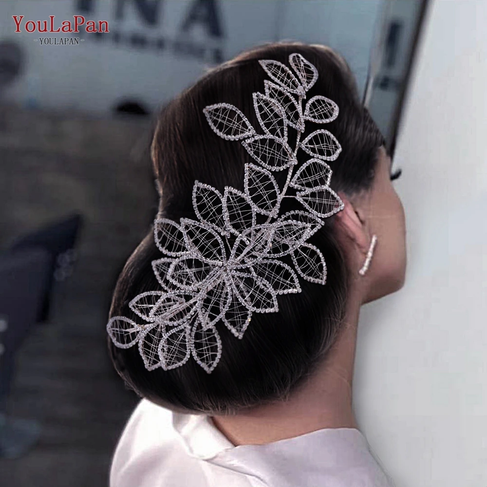 YouLaPan Hollow Leaf Headband for Woman Rhinestone Bridal Headpiece Wedding Hair Accessories Bridesmaid Bride Headdress HP256A