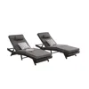 Outdoor Wicker Long Reclining Chair Set of 2 ,Chairs Recliner Up To 150° Beach Poolside Garden, Wicker Reclining Lounge Chair 2