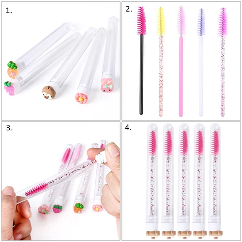 DIY 눈썹 브러시 튜브 수지 장식 미니 음식 일회용 속눈썹 브러시 방진 속눈썹 연장 용품, 메이크업 도구, 20 개 5