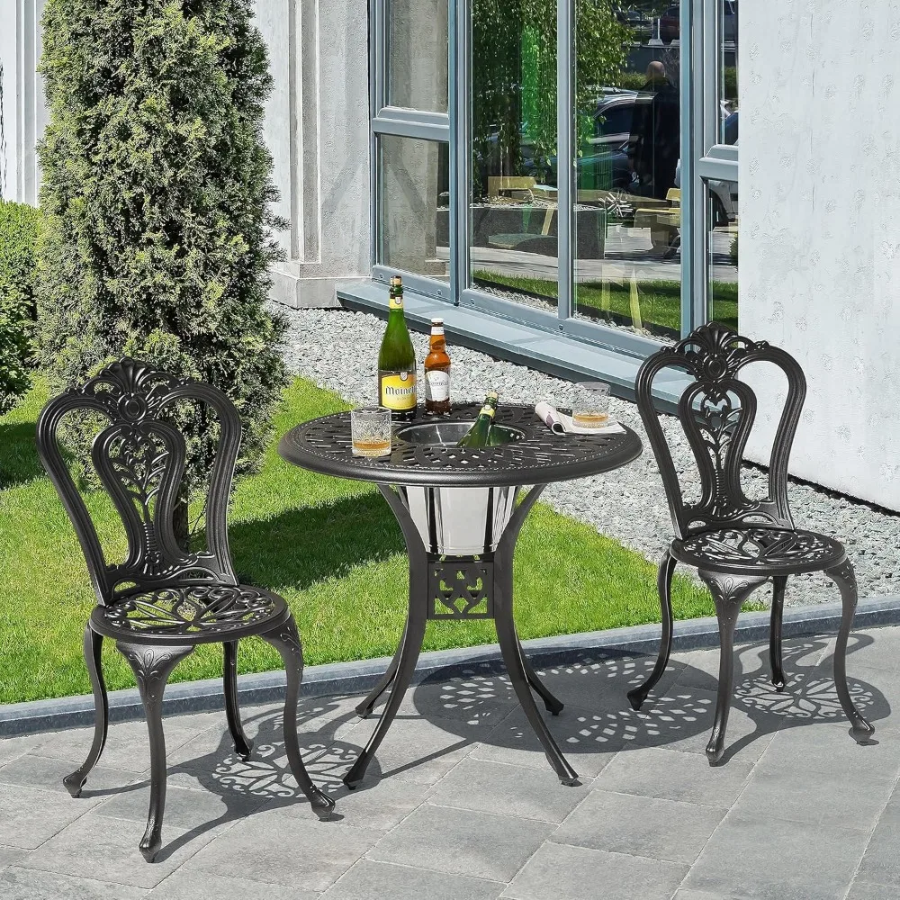 Cast Aluminum Patio Chairs All Weather Outdoor Dining Chairs Set of 2 Indoor Outdoor Bistro Chairs for Balcony, Backyard Garden 2
