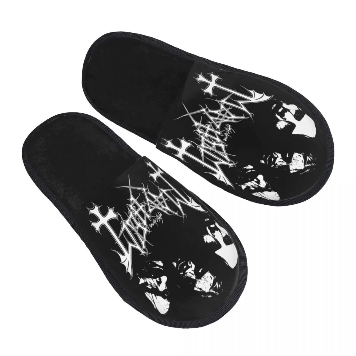 

Mayhem Black Metal Band Furry Slippers Non-slip Soft Household Fur Slippers Slides Living Room