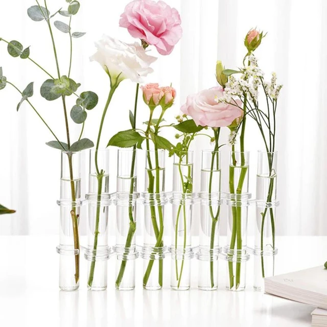 Hinged Flower Vase,8Pcs/6Pcs Test Tube Vase, Transparent Glass Test Tube Vase  Plant Display Stand With Hook And Brush Suitable F - AliExpress