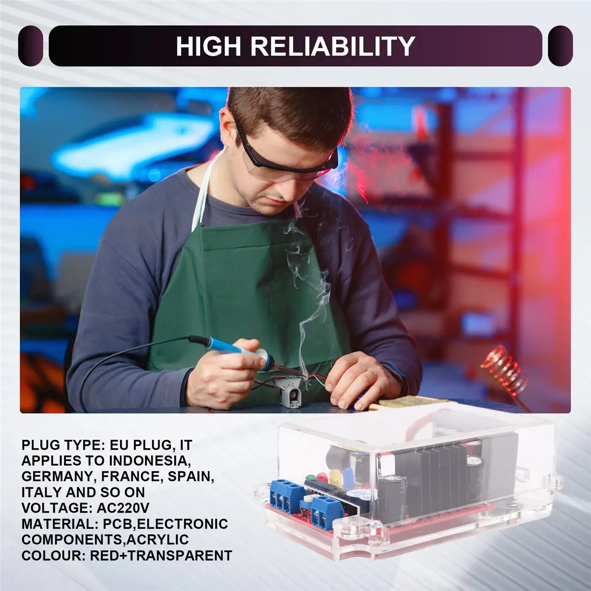 (A23G) LM317 가변 전압 조정기 DIY 키트 220V 1.25V-12.5V 스텝다운 전원 공급 장치 모듈 전자 키트 EU 플러그