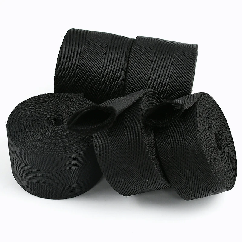 Black Nylon Webbing Strap - Durable 1.5mm Thick Tubular Ribbon for Belts, Slings, and Decorations