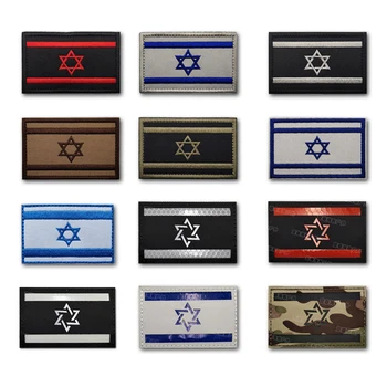 이스라엘 국기 자수 패치, 야광 반사 후크 루프, 군사 전술 배지, 야외 DIY 암밴드 배낭 액세서리