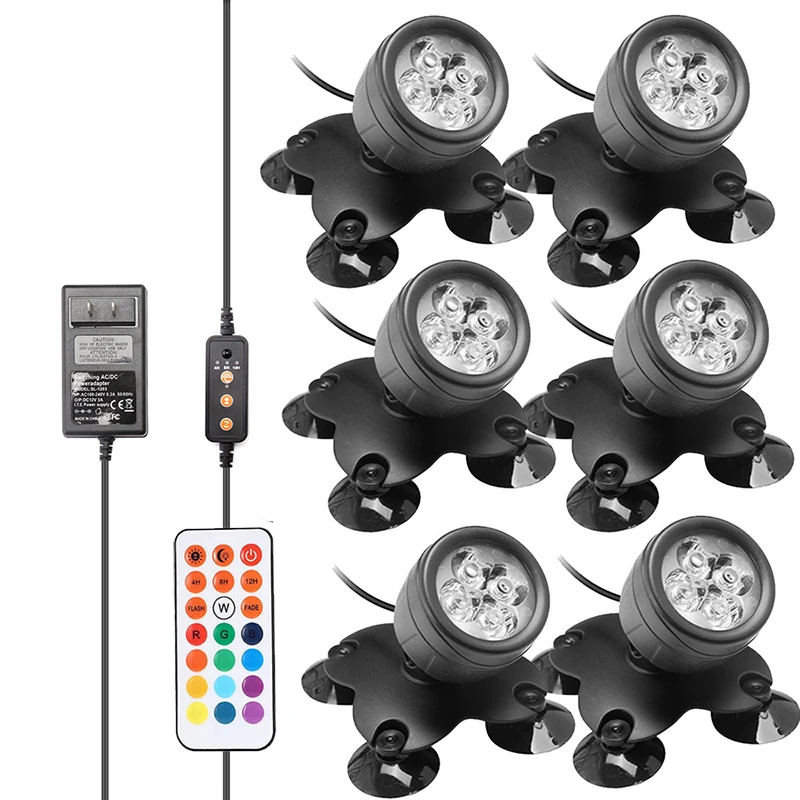 Underwater Light Waterproof Spotlight Landscaping Spotlights Water Grass Light with RF Control for Aquarium IP68 Fish Tank Light light underwater Underwater Lights