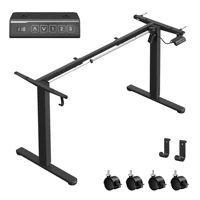 Electric Height Adjustable Desk, with 2 Hooks, 3 Height Memory Function, Steel, Ink Black