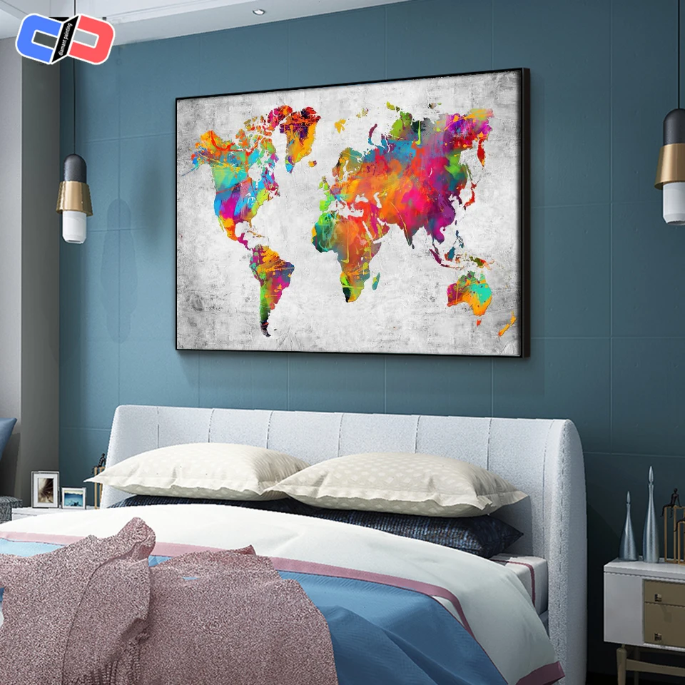Diamond painting diamond painting accessories full square /round diamond painting world map 5D DIY diamond embroidery landscape mosaic picture of rhinestone home decor