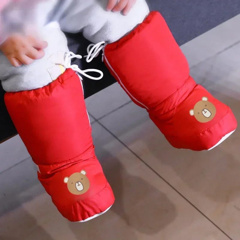 Baby Shoes Baby Boots Winter Snow Boots Winter Baby High Top Cotton Shoes 0-1 Year Baby Warm Boots Windproof Waterproof Shoes Cartoon Kids Leg Warmers