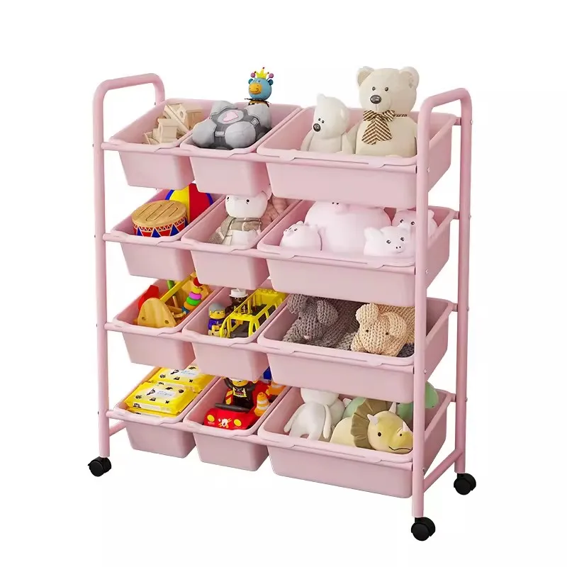 Metal Toy Storage Rack, Item Sorting Storage Shelf, Kindergarten Movable Large Capacity Bookshelf