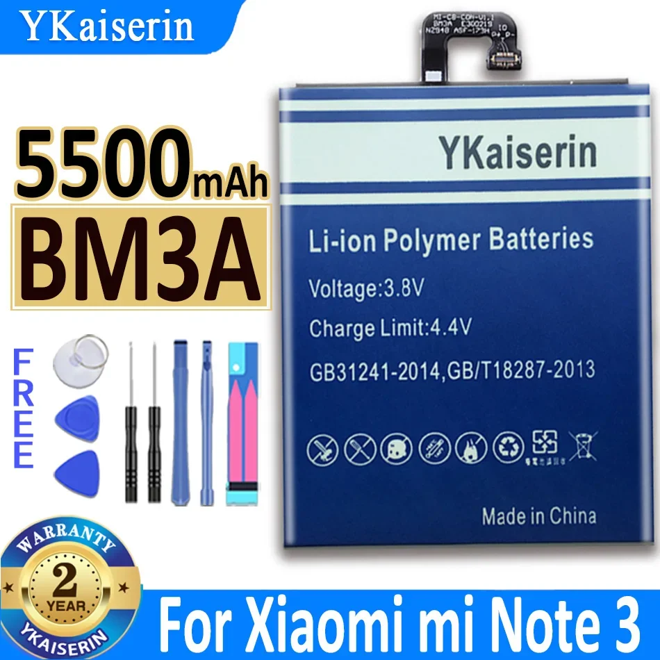 

Аккумулятор ykaisin для Xiao Mi BM3A, Сменный аккумулятор для Xiaomi Mi Note 3 Note3, 5500 мАч, батареи для телефона большой емкости