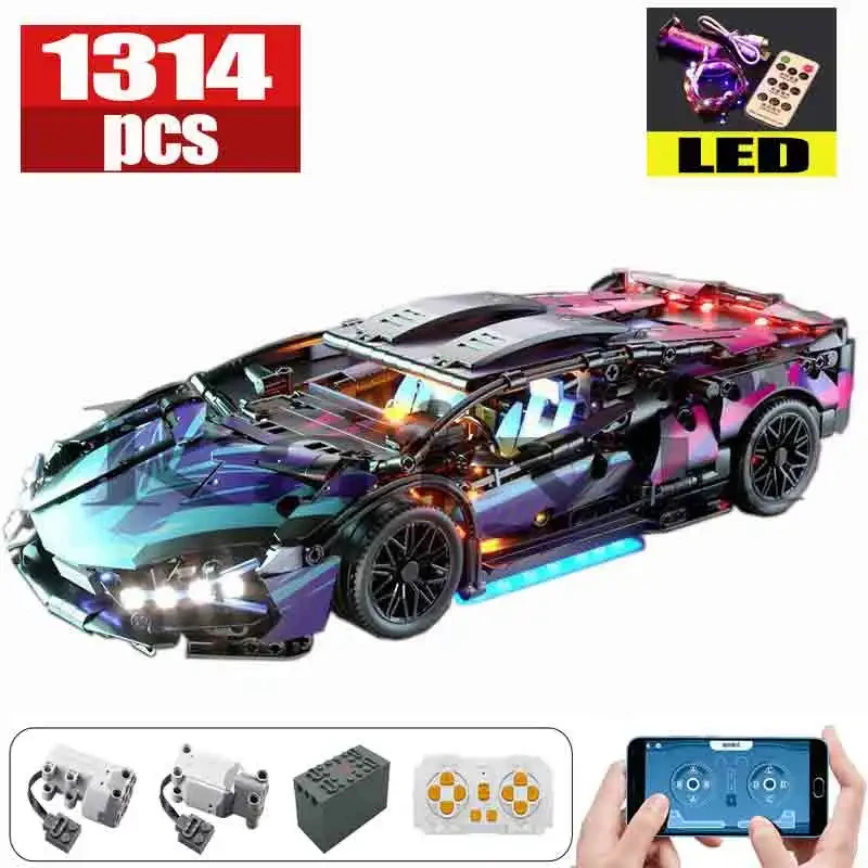 

1314Pcs Racing Sport Car Technical Expert Famous Model Building Blocks Mechanical Speed Vehicle Super Bricks Toys Kid Adult Gift