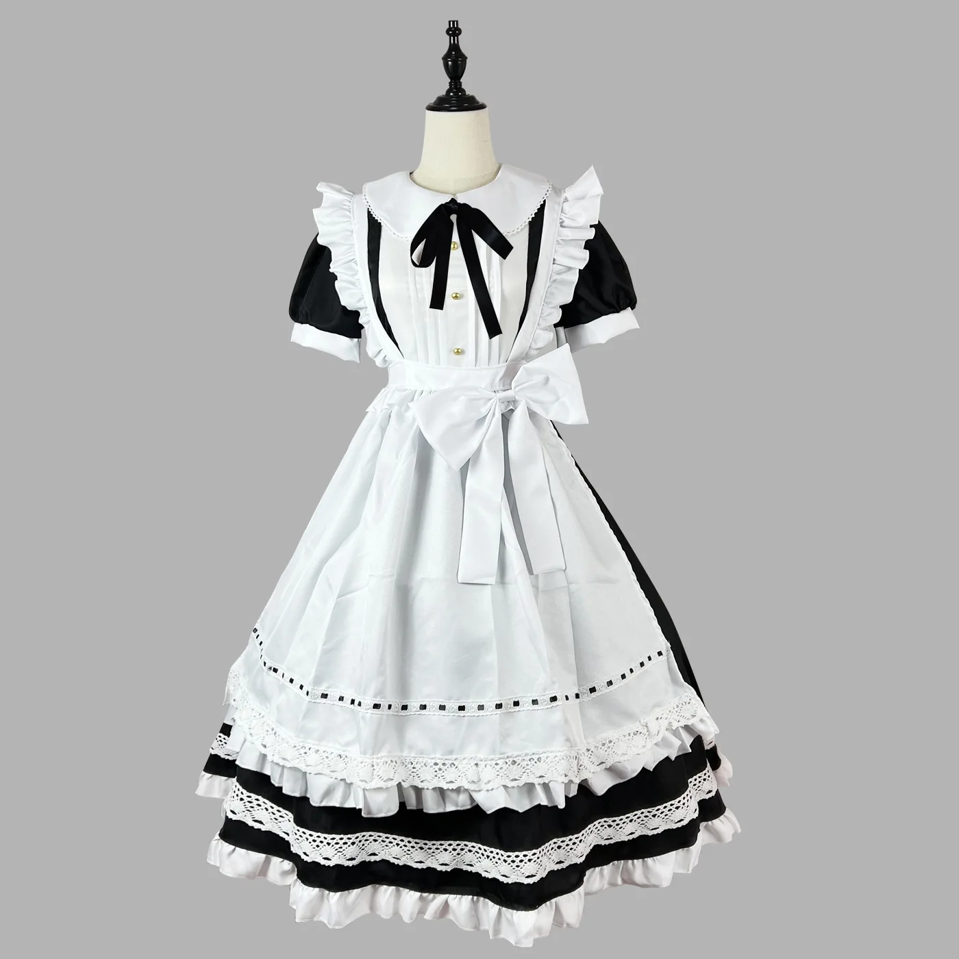New 5XL Lolita Black White Long Sleeve Apron Housekeeper Maidservant Maid Restaurant Dress Uniform Outfits Anime Cosplay Costume