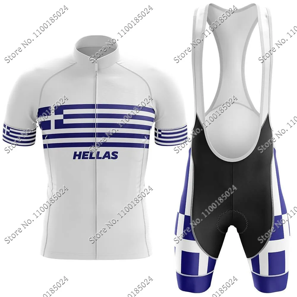 Hellas National Team Cycling Jersey Set Greece Cycling Clothing Road bike Shirt Suit bicycle bib Shorts MTB Wear Maillot Culotte