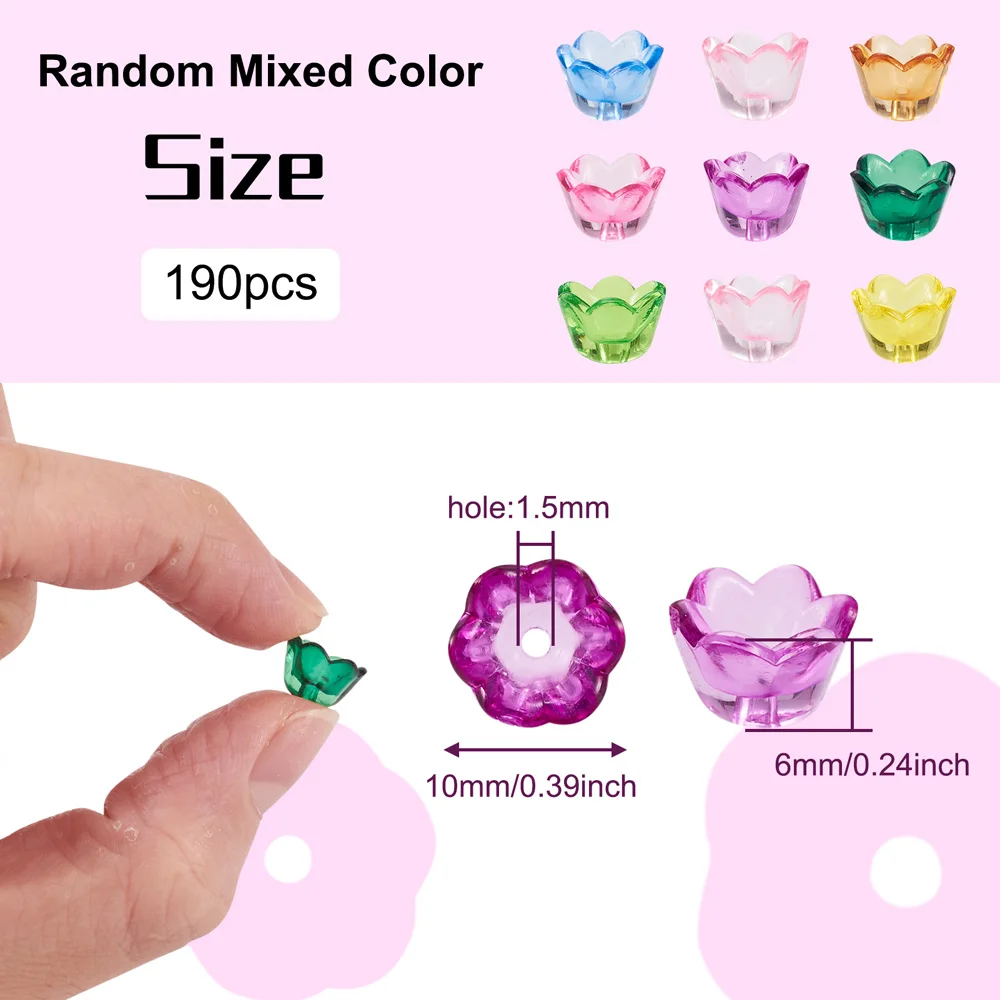 about 1900pcs/500g Transparent Acrylic Tulip Flower Bead Caps Lily of the Valley Floral Spacer Loose Bead for DIY Jewelry Making