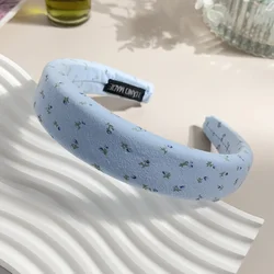 Floral Bowknot Hairbands with Soft Sponge Flower Bows and Wide Hoop Design (Flower - Light Blue)