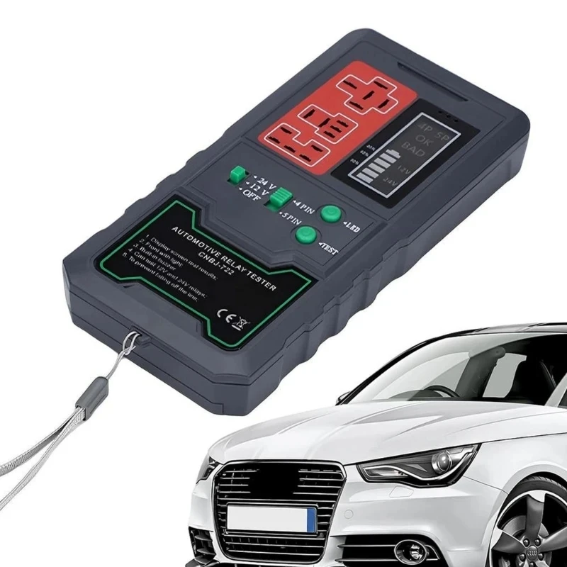 

12V 24V Battery Tester Relay Analyzer Alternator Checker Vehicle Cranking Charging System Diagnostic Tool for Motorcycle